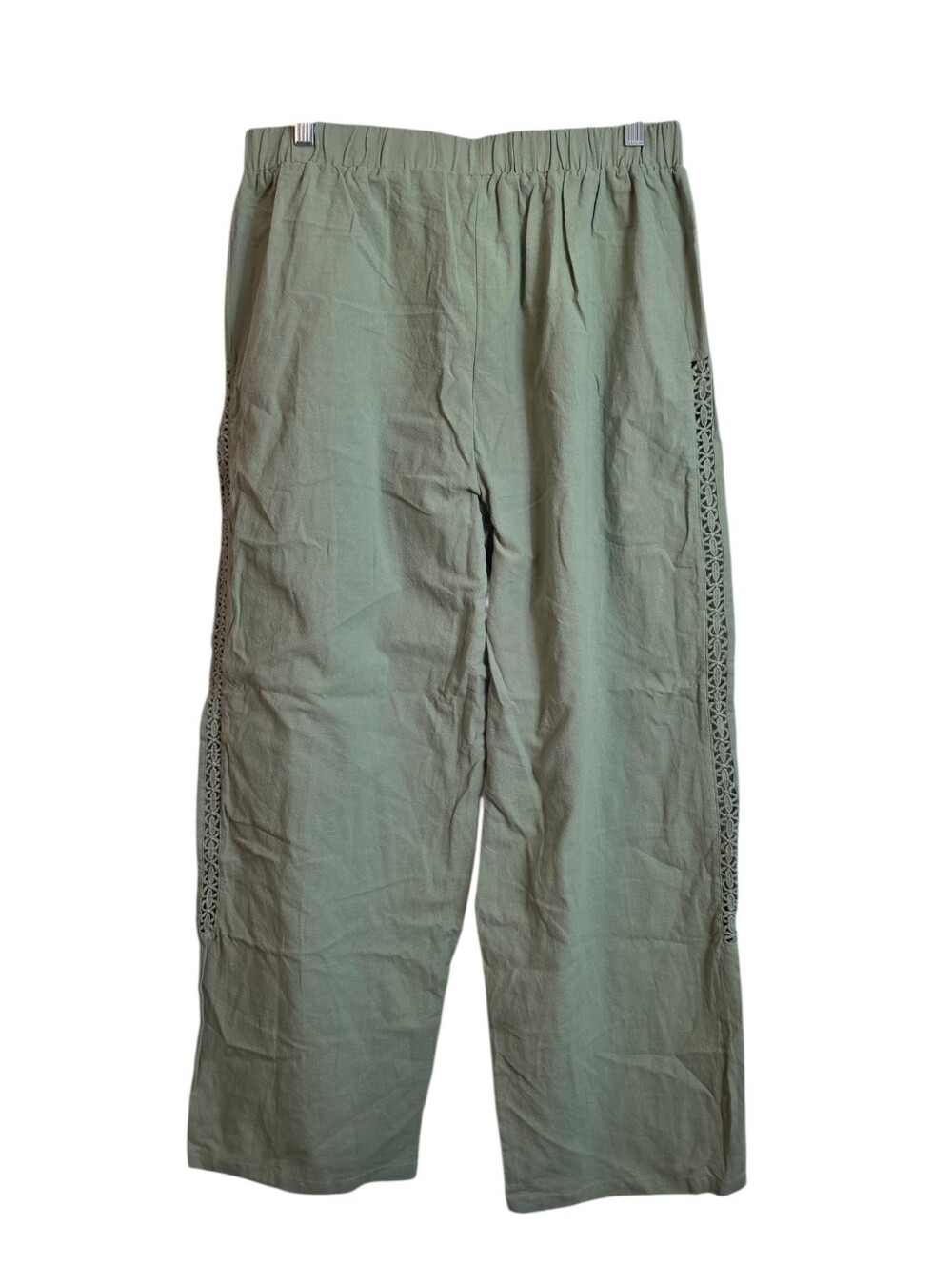 Light Sage Wide-Leg nonfunctional Drawstring Pants Cute Out XLarge Cotton New - Picture 3 of 16